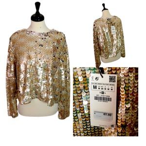 NWT Zara pull over sequin top